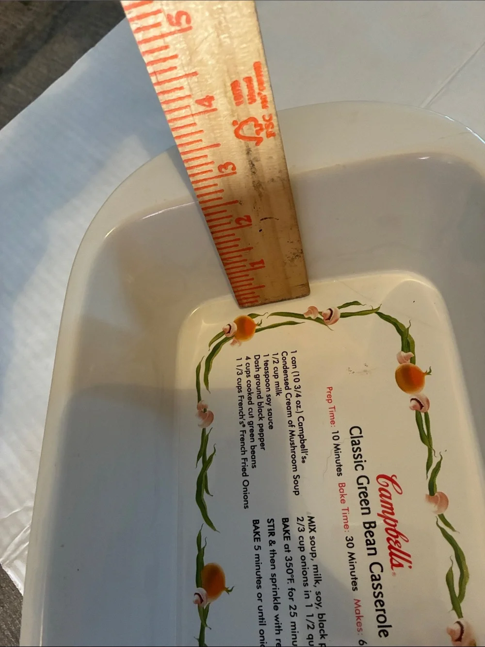 White Ceramic Green Bean Casserole Baking Dish By Campbell’s